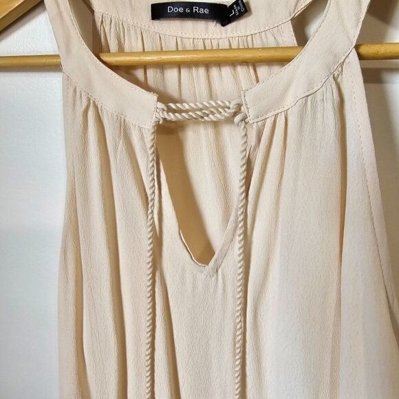 EUC DOE & RAE CREAM HALTER NECK LONG LINE SLEEVELESS TOP LACED SIDES SIZE L - Picture 5 of 11